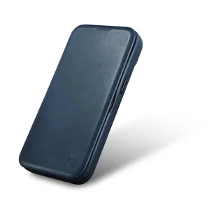 iCarer CE Oil Wax Premium Leather Folio Case skórzane etui iPhone 14 Pro Max z klapką magnetyczne MagSafe niebieski (AKI14220708-BU) - Etui i futerały do telefonów - miniaturka - grafika 6
