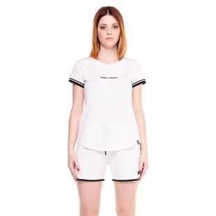Damski T-shirt z modalu w kolorze czarno-białym - Koszulki sportowe damskie - miniaturka - grafika 1