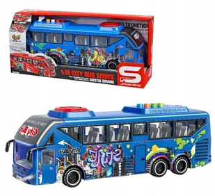 Autobus Miejski Trolejbus Napęd Otwierane Drzwi Dźwięk Światła Niebieski - Samochody i pojazdy dla dzieci - miniaturka - grafika 1