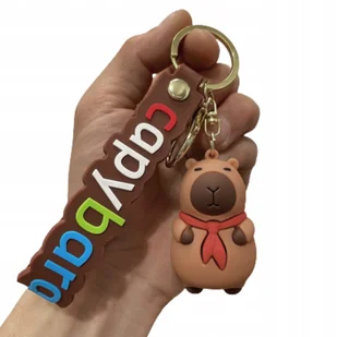Śmieszny brelok 3D kapibara w czerwonym szaliku capybara - Breloki - miniaturka - grafika 1