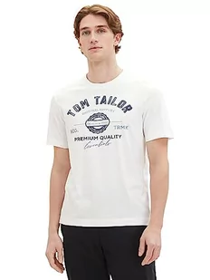 T-shirt męski TOM TAILOR z nadrukiem logo wykonany z bawełny, 20000-Biały, S - Koszulki męskie - miniaturka - grafika 1