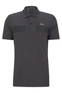 Koszulki męskie - BOSS Paule 2 męska koszulka polo z mieszanki bawełny z taśmą w paski, ciemnoszary, 3XL - miniaturka - grafika 1