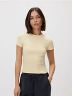 Koszulki i topy damskie - Reserved - Gładki t-shirt - jasnożółty - miniaturka - grafika 1