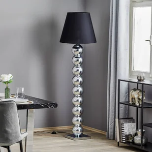 Argon Tekstylna lampa podłogowa Fulda, czarny klosz, chromowana podstawa - Lampy stojące - miniaturka - grafika 2