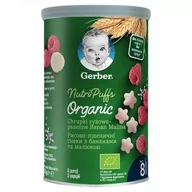 Przekąski dla dzieci - Gerber Nestlé Organic Nutri Puffs chrupki ryżowo-pszenne banan malina 35 g 1144835 - miniaturka - grafika 1