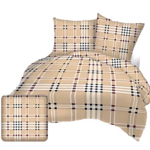 Komplet Pościeli Bawełnianej 200x220 2 x Poszewka Krata Beż Polski Producent 100% Bawełna - Pościel Komplet Pościeli Bawełnianej 200x220 2 x Poszewka Krata Beż Polski Producent 100% Bawełna - Pościel - miniaturka - grafika 1