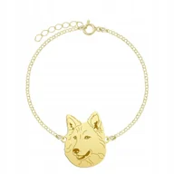 Bransoletki - Bransoletka Złota z psem White Swiss Shepherd Dog 925 Prezent GRAWER GRATIS - miniaturka - grafika 1