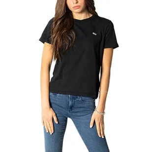 Tommy Jeans Tjw Regular Jersey T-shirt damski z dekoltem w serek, Czarny, XL - Koszulki i topy damskie - miniaturka - grafika 1