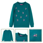 Bluzy dla dziewczynek - Bluza dziecięca - ciemnozielona - 128 - Bluza Dziecięca - miniaturka - grafika 1