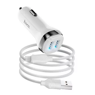 HOCO ładowarka samochodowa 2x USB + kabel USB A do Micro 2,4A Z40 biała - Akcesoria do smartwatchy - miniaturka - grafika 1