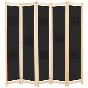 Parawan 5-panelowy, czarny, 200 x 170 x 4 cm, tkanina - Parawany - miniaturka - grafika 1