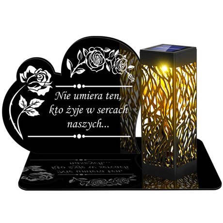 Znicz Solarny Led Wieczny Podstawka Na Cmentarz Grób Lampka Napis Serce 3d