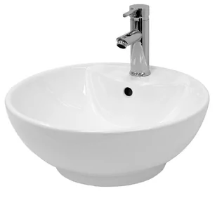 Umywalka okrągła 455x455x185 mm, biała, ceramiczna - w komplecie odpływ z przelewem - Umywalki - miniaturka - grafika 1