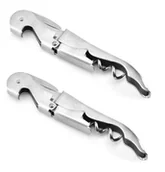 Korkociągi i otwieracze - 2-pak korkociąg do wina ze stali nierdzewnej nóż kelnerski otwieracz do wina z otwieraczem do butelek obcinacz do folii nóż sommelierski wielofunkcyjne sztućce kelnerskie korkociąg do wina ręczny korkociąg srebrny - miniaturka - grafika 1