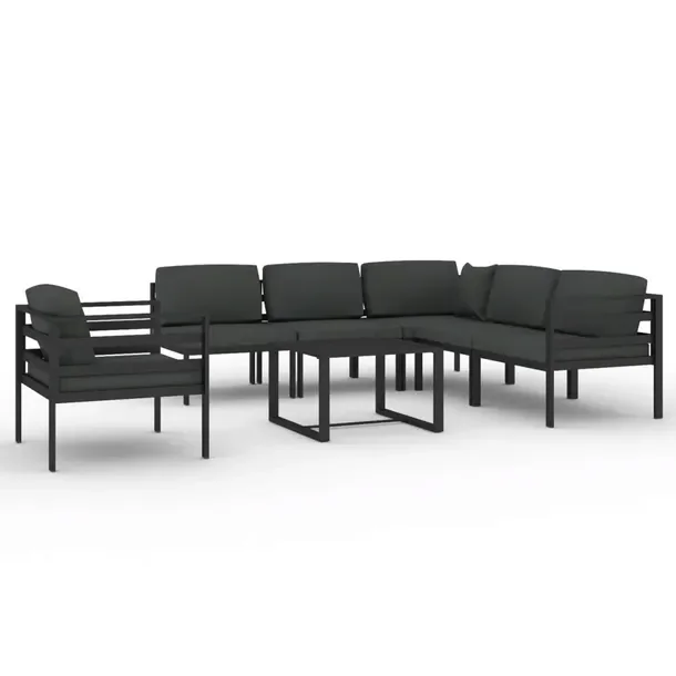 Aluminiowy zestaw wypoczynkowy do ogrodu antracytowy, modułowy, z poduszka