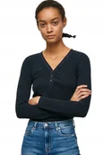 Bluzki damskie - Pepe Jeans Granatowa Bluzka Długi Rękaw XL P9n - miniaturka - grafika 1