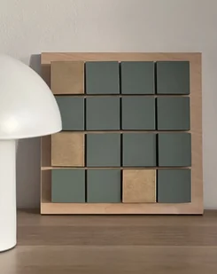 Drewniany relif ścienny, dekoracja ścienna brudna zieleń + złoto - Dekoracje domu - miniaturka - grafika 1