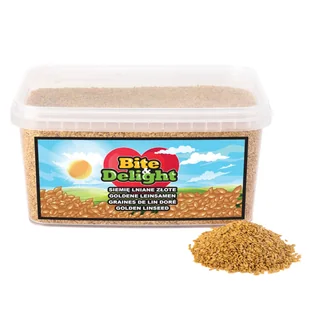 Bite & Delight Złote siemię lniane - Całe ziarna - Naturalne - 5 l - Ziarna i nasiona roślin strączkowych - miniaturka - grafika 1