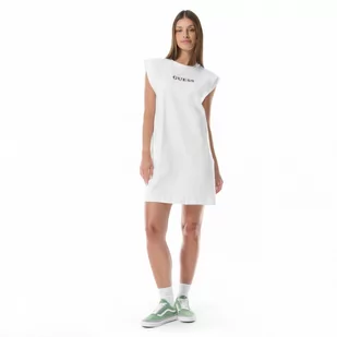 Damska sukienka shirtowa Guess Athena Jersey Dress - biała - GUESS - Koszulki sportowe damskie - miniaturka - grafika 1