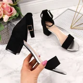 Sandały damskie - Sergio Leone Sandały damskie na klocku czarne Sergio Leone 37 - miniaturka - grafika 1