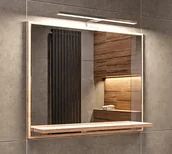 Lustra - Lustro Łazienkowe Sonoma z Oświetleniem LED, Lustro Łazienkowe Ścienne z Półką - miniaturka - grafika 1