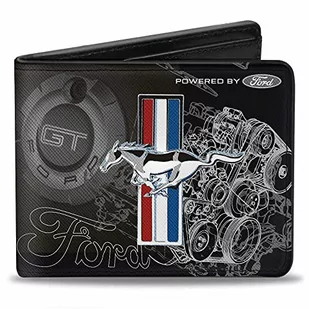 Buckle Down portfel unisex Mustang Tri-Bar Stripe/gt Motor Blueprint Bi-Fold - Portfele - miniaturka - grafika 1