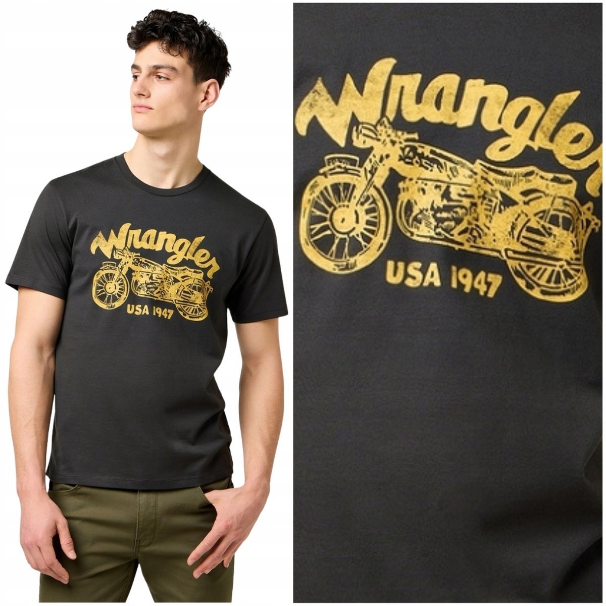 Wrangler AMERICANA TEE Black t-shirt koszulka bawełniana męska nadruk L