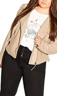 Kurtki damskie - CITY CHIC Damska kurtka dla motocyklistów w rozmiarze plus size, brązowy (taupe), 50 duże rozmiary - miniaturka - grafika 1