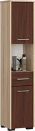 Szafki łazienkowe - Szafka łazienkowa wolnostojąca: jedna szuflada, dwoje drzwiczek, pięć półek, kolor: dąb sonoma wenge, wymiary mebla: szer. 30 cm, wys. 140 cm, gł. 30 cm - miniaturka - grafika 1