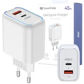 Ładowarki do telefonów - Nowa ładowarka sieciowa Encore Energy PD 3.0 Quick Charge 4.0 USB-A USB-C 45W adapter MD-4583TR - miniaturka - grafika 1