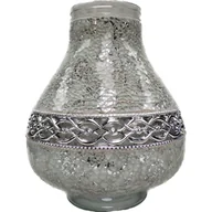 Lampiony i znicze - Znicz witraż Karafa decor DECOR3 36 cm biało-srebrny Ilumini - miniaturka - grafika 1