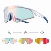 Okulary sportowe - Okulary rowerowe ochronne przyciemniające z fotochromem kat.0-3 + wkładka korekcyjna - miniaturka - grafika 1