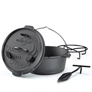 Garnek Żeliwny Kuchenprofi Dutch Oven, Z Akcesoriami Do Używania Na Grillu I Nad Ogniskiem, 3,5 L, Śred. 24 X 13,5 Cm - Zestawy garnków i patelni - miniaturka - grafika 1
