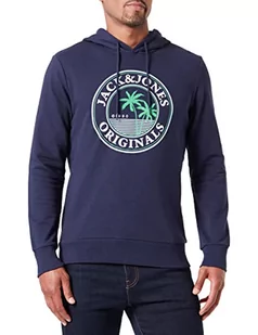 JACK & JONES Jorcodyy Summer Sweat Hood męska bluza z kapturem, granatowy blezer, L - Bluzy męskie - miniaturka - grafika 1