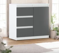 Komody - Komoda Wąska Agnes Z 3 Szufladami Młodzieżowa Salon 80cm Biała Szara Mat - miniaturka - grafika 1