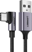 Kable USB - Ugreen USB do USB-C kątowy US284, 3A , 3m czarny - miniaturka - grafika 1