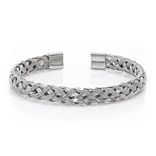 Bransoletka metalowa w kolorze srebrnym EM 21 - EM Men's Accessories - Bransolety męskie - miniaturka - grafika 1