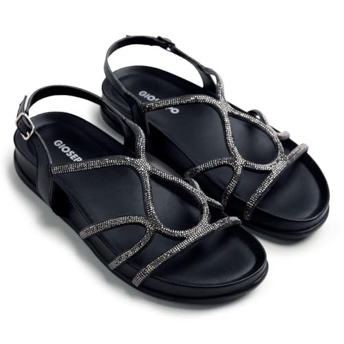 GIOSEPPO Damski pasek Emkoani T-Strap, czarny/biały, 4,5 UK