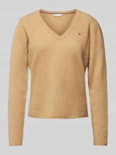 Sweter z dzianiny z wyhaftowanym logo - Swetry damskie - miniaturka - grafika 1