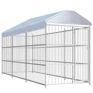 Budy dla psów - vidaXL Kojec dla psa z dachem 450 x 150 cm 144623 - miniaturka - grafika 1