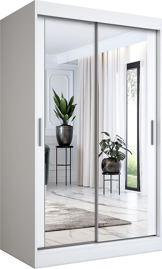 Elior Biała szafa przesuwna z lustrem 120 - Edna 3X