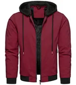 Kurtki męskie - Kurtka przejściowa męska bomber z odpinanym kapturem bordowa Recea - miniaturka - grafika 1