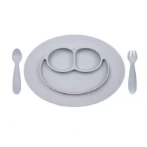 EZPZ Komplet naczyń silikonowych Mini Feeding Set pastelowa szarość - Miseczki i talerzyki dla dzieci - miniaturka - grafika 1