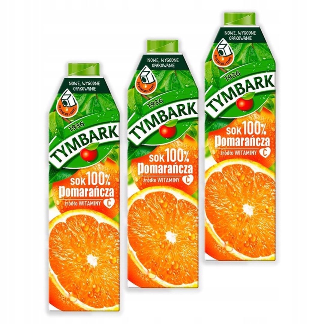 Tymbark Sok 100% pomarańcza 1 l x 3 sztuk