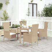 Fotele i krzesła ogrodowe - vidaXL Krzesła ogrodowe z poduszkami, 4 szt., polirattan, beżowe - miniaturka - grafika 1