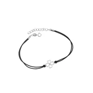 Biżuteria dla dzieci - Srebrna bransoletka 925 czarna sznurkowa Koniczynka Szczęścia - miniaturka - grafika 1