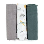 Pieluchy - Zestaw pieluszek z muślinu bambusowego 3 szt Moussy zielony 68x68 cm PETITE&MARS - miniaturka - grafika 1