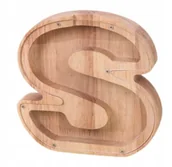 Skarbonki - KREATYWNA DREWNIANA SKARBONKA LITERA S ALFABET LITERY PREZENT - miniaturka - grafika 1