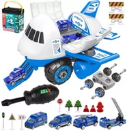 Zabawy w naśladowanie dorosłych - SAMOLOT TRANSPORTOWY POLICJA do skręcania + 4 auta U270X - miniaturka - grafika 1