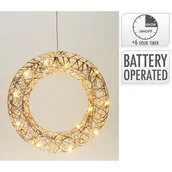 Oświetlenie świąteczne - Wieniec zawieszka ozdobna LED 30 cm złoty - miniaturka - grafika 1